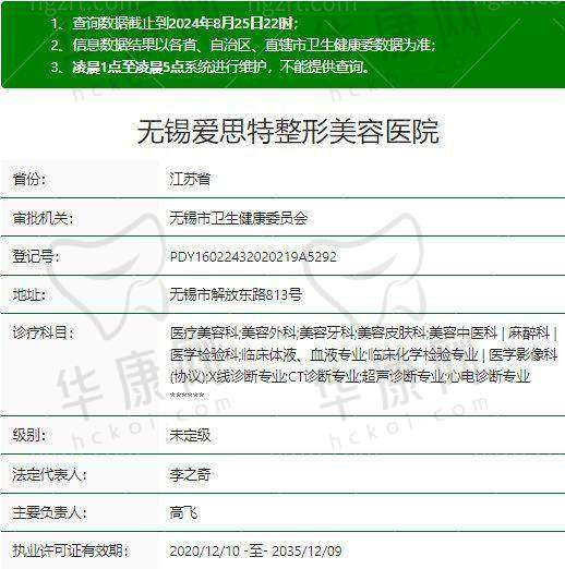 四、无锡爱思特整形美容医院基本信息：